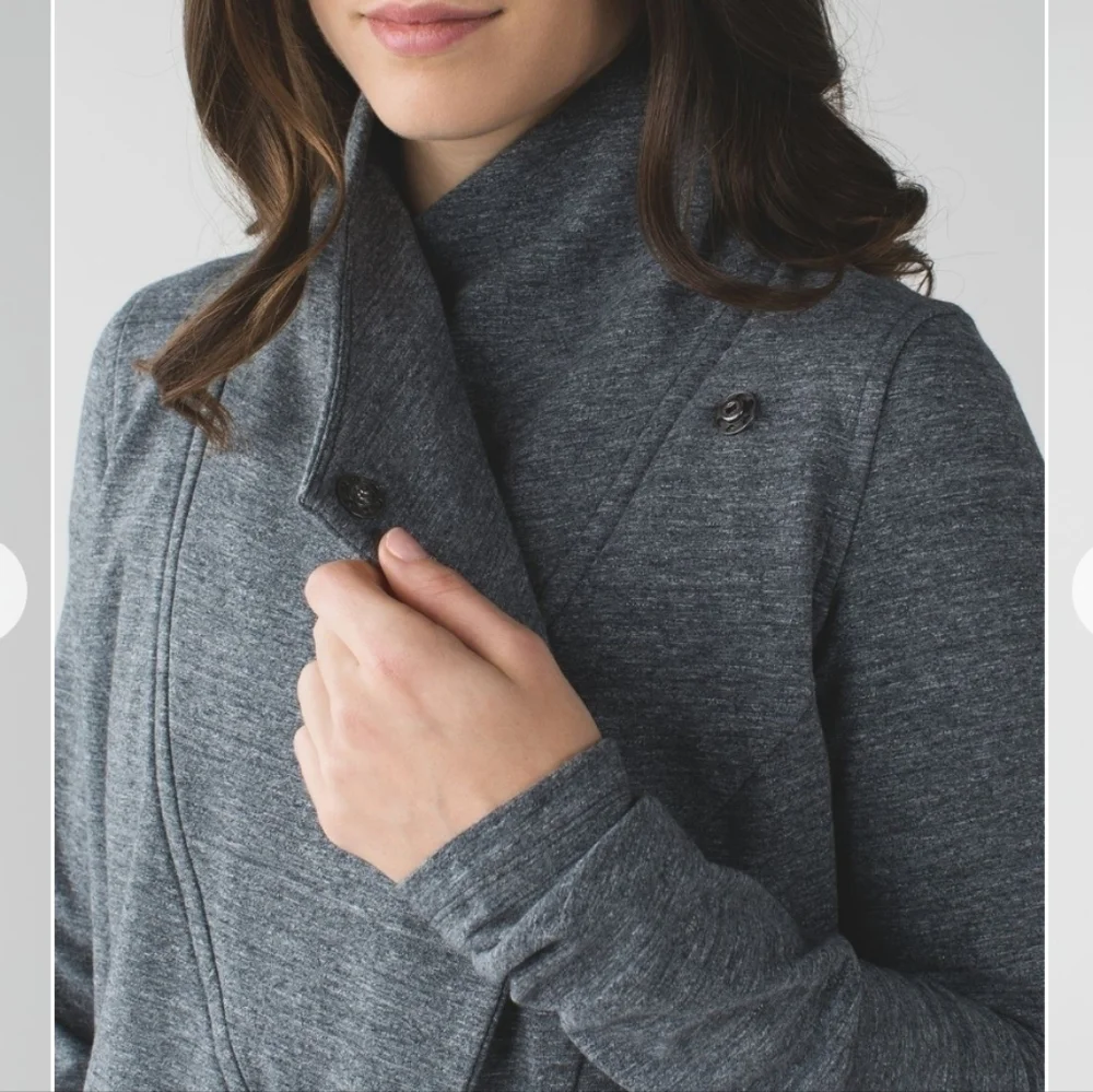 Lululemon That's A Wrap Cardigan Heathered Snow Slub Coal Sz 6